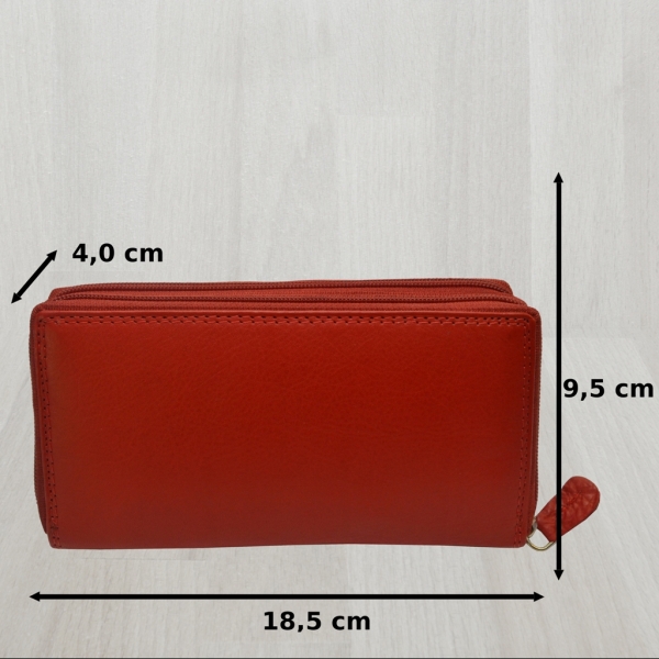 flevado Xl Portemonnaie Große Damen Leder Geldbörse mit viel Stauraum und Platz für 29 Karten (hellrot)